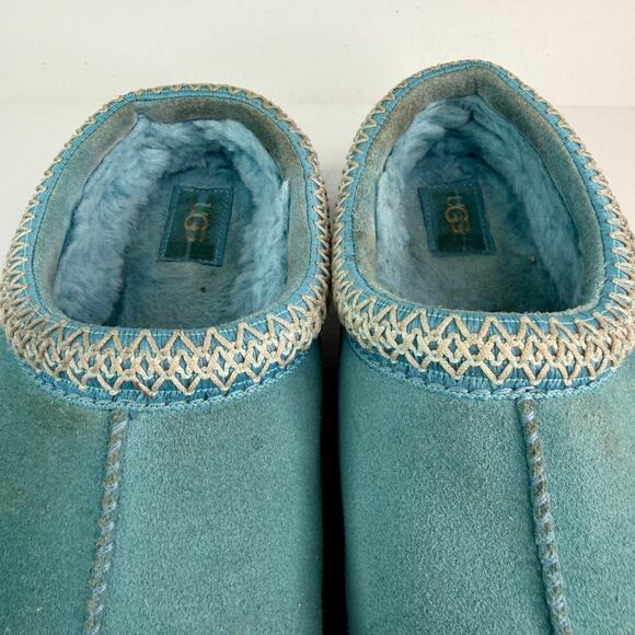 UGG Tasman Slippers Suede Lined Moccasin Shoes Deep Ice Teal Blue Womens Size 11 - Picture 6 of 10